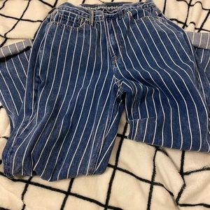 American Eagle White Pinstripe High-Waisted Jeans